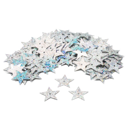 Пайетки 'звездочки', 20 мм, упак./10 гр., Astra&Craft (50112 серебро голограмма)