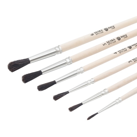 Набор кистей №1, белка (круглая ученическая №1,2,3,4,5,6), 6шт/уп, Astra&Craft