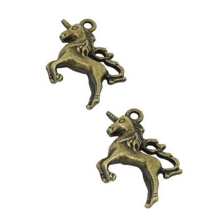 4AR2076 Подвеска металлическая единорог, 27*20 мм, 2 шт/упак, Astra&Craft (латунь)