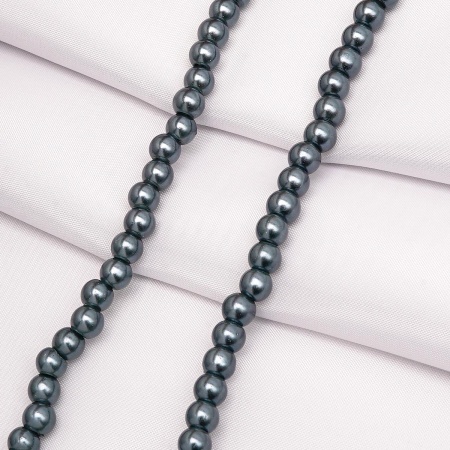 Бусины стеклянные на нитке, 6 мм, длина 40 см, Astra&Craft (SB-27 графит)