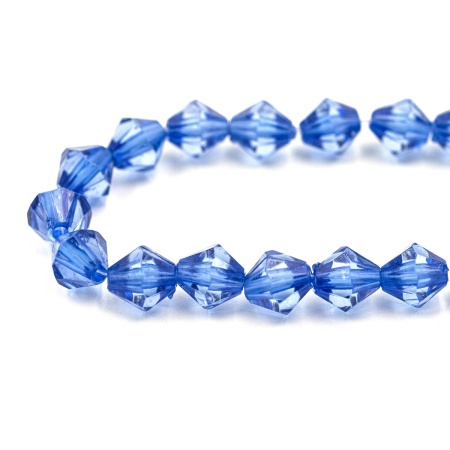 2017 Бусины пластиковые, акрил, прозрач. в цвете, граненый биконус, 8мм, 25гр, Astra&Craft (30 синий)