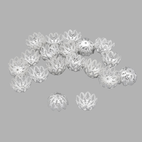 Шапочка для бусин 4AR210, 15мм 30шт/упак, Astra&Craft (Серебро)