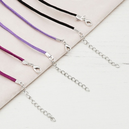 Набор замшевых шнурков для кулонов и подвесок с замком 45см, d-2мм, 3шт, черно-фиолетовый, Astra&Craft