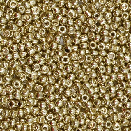 Бисер, (стекло), 11/0, упак./20 гр., Astra&Craft (1113 св. золотой/глянцевое покрытие)