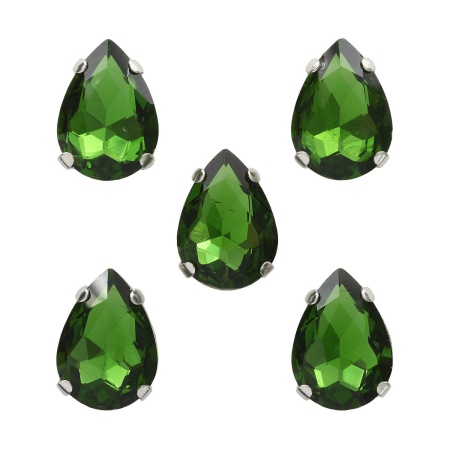 АЦ008НН1014 Хрустальные стразы в цапах формы 'капля', зеленый 10х14 мм, 5 шт.