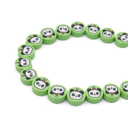 ZZ1441 Бусины из полимерной глины 'Панда', зеленая, 50 (+/- 3)шт/упак, Astra&Craft