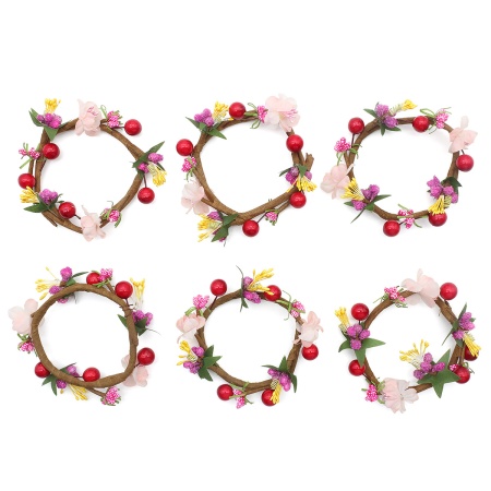 Декор праздничного стола, венок для свечей, 6 штук, №4