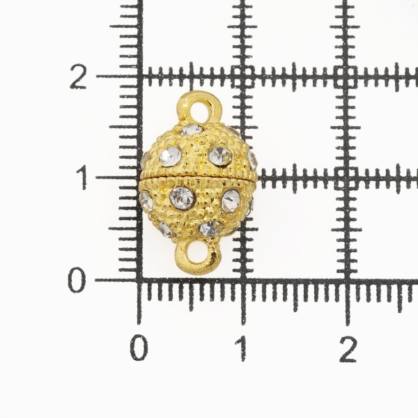 4AR364 Замок магнитный со стразами 10мм, 2шт/упак, Astra&Craft (Золото)