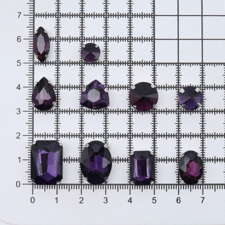 МФ-13 Хрустальные стразы в металлических цапах, форма страз: МИКС, фиолетовый, 10 шт Astra&Craft