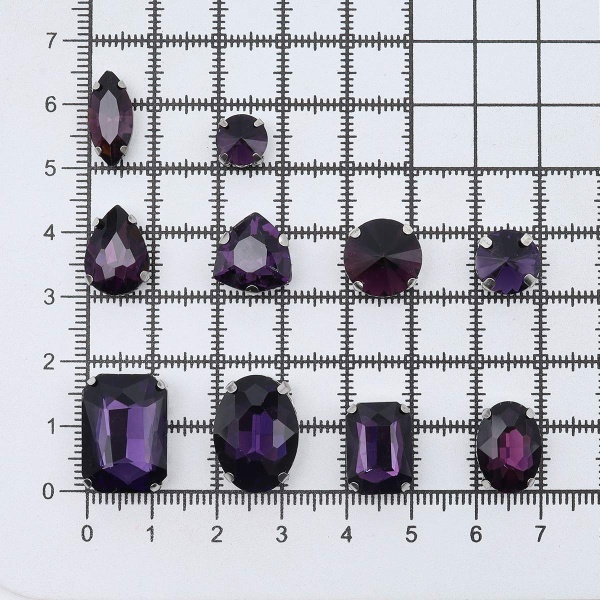 МФ-13 Хрустальные стразы в металлических цапах, форма страз: МИКС, фиолетовый, 10 шт Astra&Craft