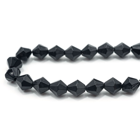 2017 Бусины пластиковые, акрил, прозрач. в цвете, граненый биконус, 8мм, 25гр, Astra&Craft (90 черный)