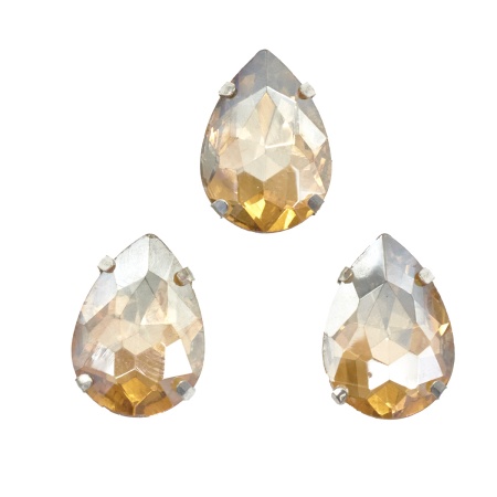 АЦ016НН1318 Хрустальные стразы в цапах формы 'капля', шампанское 13х18, 3 шт
