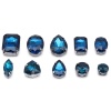 МФ-22 Хрустальные стразы в металлических цапах, форма страз: МИКС, лазурный, 10шт/упак