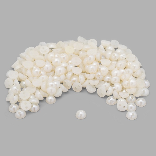 4AR295 Полубусины пластиковые, пришивные 'жемчуг', цвет натуральный, 6мм, 15гр, Astra&Craft