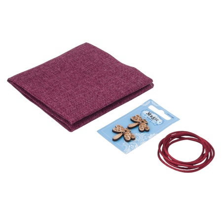 Рогожка 48*45 см с атласным шнуром 1 м, цвет фиолетовый, в подарок деревянные пуговицы