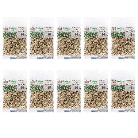 Стеклярус Astra&Craft 5мм, 15г (1107 св.золотой/глянц.покрытие)