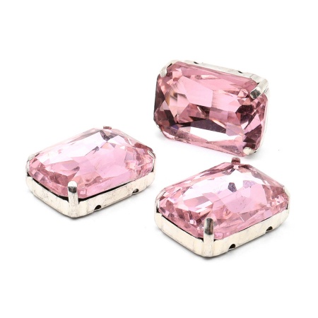 ПЦ005НН1318 Хрустальные стразы в цапах прямоугольные (серебро) светло-розовый 13*18мм, 3шт/упак Astra&Craft