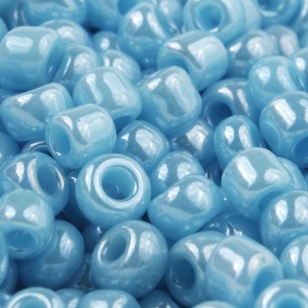 Бисер, (стекло), 11/0, упак./20 гр., Astra&Craft (123 св.голубой/непрозр.глянцевый)