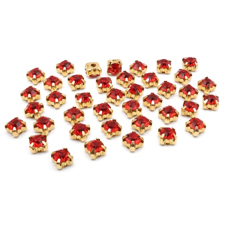 4AR169/176 Хрустальные стразы в цапах/золото, 6мм, 40шт/упак, Astra&Craft (11 красный)
