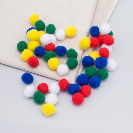 Помпоны 'Цвета радуги' 15мм, 5 цветов, 50шт, Astra&Craft