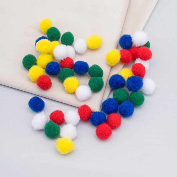 Помпоны 'Цвета радуги' 15мм, 5 цветов, 50шт, Astra&Craft