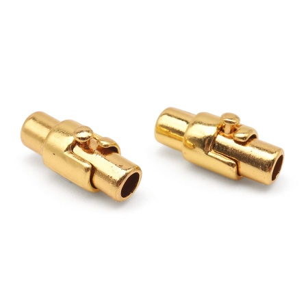 4AR358 Замок магнитно-поворотный для круглого шнура 3*15мм, 2шт/упак, Astra&Craft (Светлое золото)