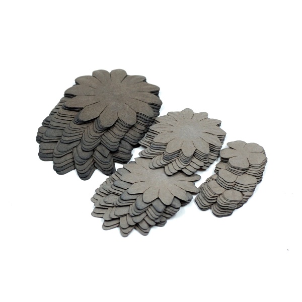 Набор принтованных бумажных цветочков 20мм, 35мм, 50мм 60шт 27444 (27449 коричневый)