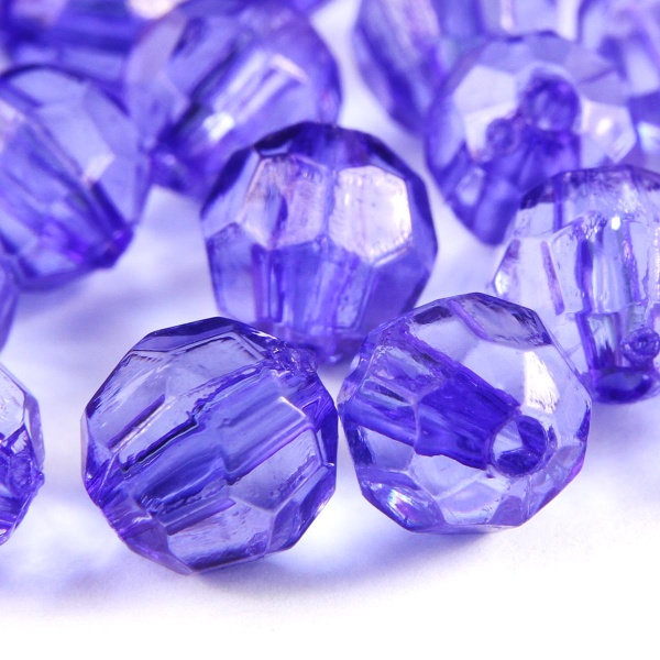 2023 Бусины пластиковые, акрил, прозрач. в цвете, граненые круглые, 8мм, 25гр, Astra&Craft (30 синий)
