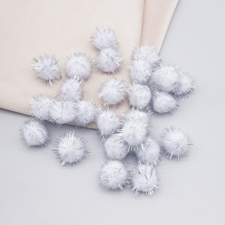 Помпоны с люрексом, 25 мм, упак./25 шт., 'Астра' (28 белый)