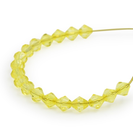 2017 Бусины пластиковые, акрил, прозрач. в цвете, граненый биконус, 8мм, 25гр, Astra&Craft (47 желтый)