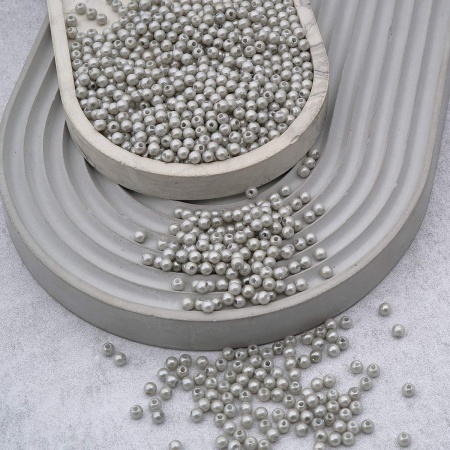Бусины пластиковые, 'жемчуг', цветные, круглые, 4мм, 25гр, Astra&Craft (031 NL серый)