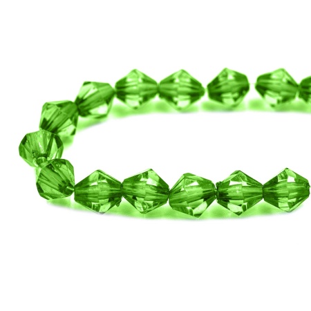 2017 Бусины пластиковые, акрил, прозрач. в цвете, граненый биконус, 8мм, 25гр, Astra&Craft (57 зеленый)