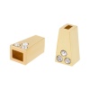 Концевик для шнура металлический со стразами, 11*6,5мм 4-х гран., d=2,5/4мм, 4шт, золото