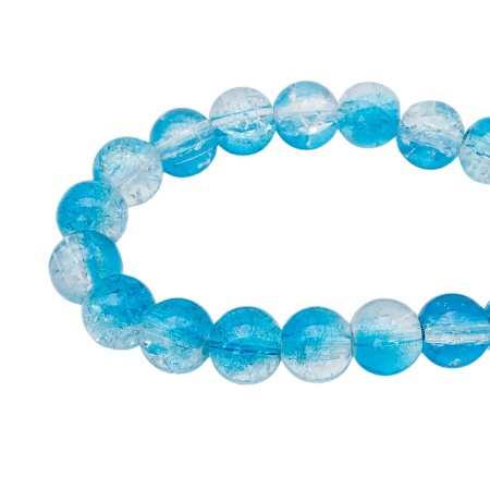 1301138 Бусины стеклянные 'Кракле' 8мм, упак/46шт., Astra&Craft (SY 7 градиент прозрачный/голубой)