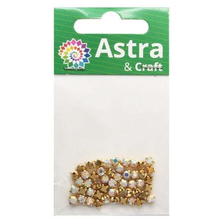 4AR159 /166 Хрустальные стразы в цапах/золото, 4мм, 50шт/упак, Astra&Craft (42 прозрачный AB)