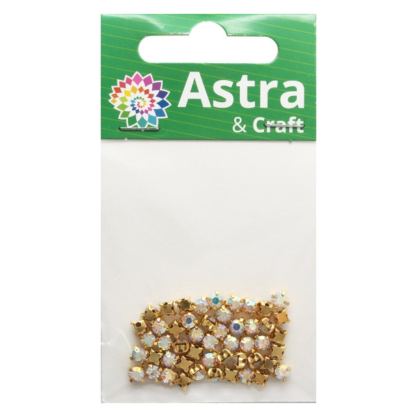4AR159 /166 Хрустальные стразы в цапах/золото, 4мм, 50шт/упак, Astra&Craft (42 прозрачный AB)