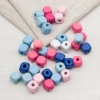 4AR397 Бусины деревянные, цветной микс, куб, 10мм, 18гр, 35шт/упак, Astra&Craft (Сине-розовый микс)