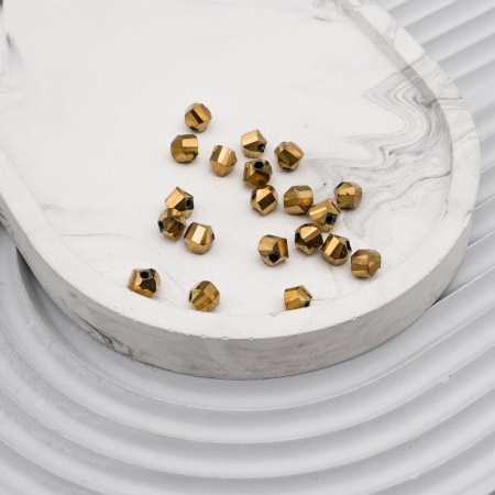 11332 Бусины стеклянные, гальваника, граненые, спираль, 6мм, 20шт/упак (3-золото)