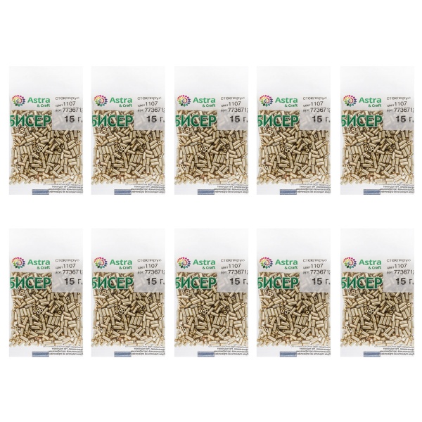 Стеклярус Astra&Craft 5мм, 15г (1106 т.золотой/глянц.покрытие)