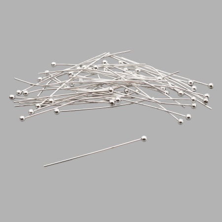 4AR191 Штифты с шариком 3см, 50 (+/-5)шт/упак, Astra&Craft (Серебро)