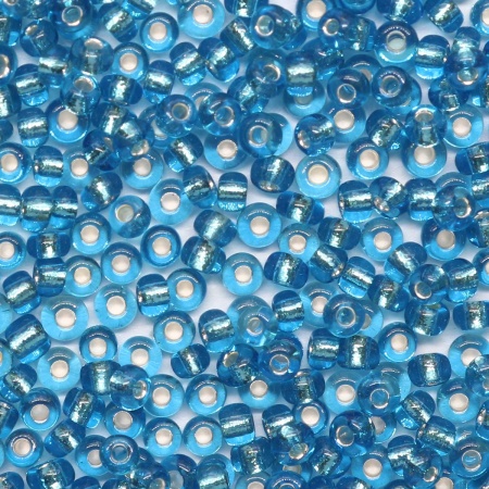 Бисер, (стекло), 11/0, упак./20 гр., Astra&Craft (23В голубой/прозр.серебрист.центр)