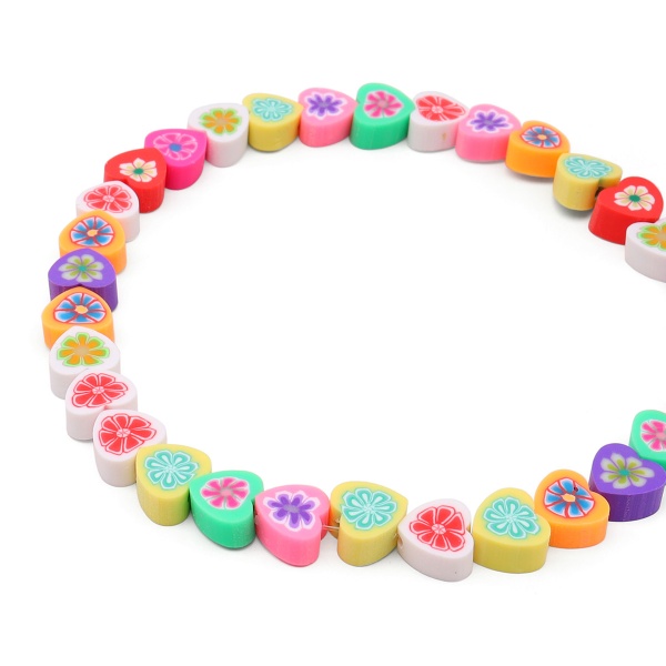 Бусины из полимерной глины 'Сердечки с цветами' 10мм 20г, Astra&Craft