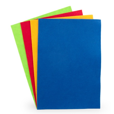 Фетр листовой мягкий ассорти, 1.4мм, 180гр, 20х30см, 4шт/упак Astra&Craft (9 салатовый,красный,оранжевый ,синий)