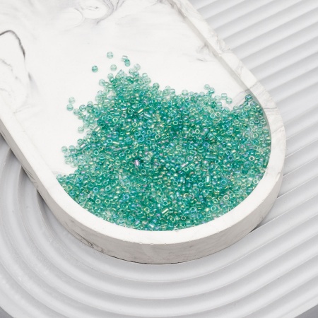 Бисер, (стекло), 11/0, упак./20 гр., Astra&Craft (180А св. бирюзовый/прозрачный радужный)
