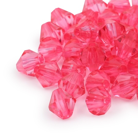 2017 Бусины пластиковые, акрил, прозрач. в цвете, граненый биконус, 8мм, 25гр, Astra&Craft (5 малиновый)