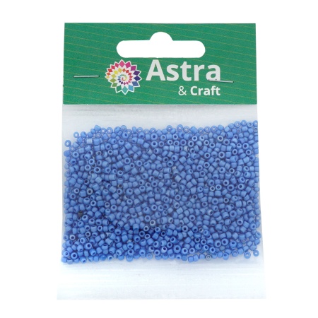 Бисер, (стекло), 11/0, упак./20 гр., Astra&Craft (123В голубой/непрозр.глянцевый)