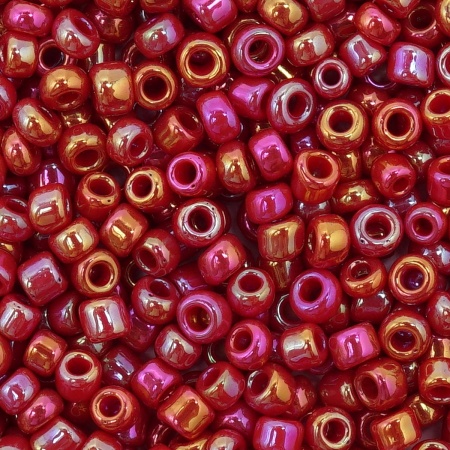 Бисер, (стекло), 11/0, упак./20 гр., Astra&Craft (405 красный/непрозр.радужный)