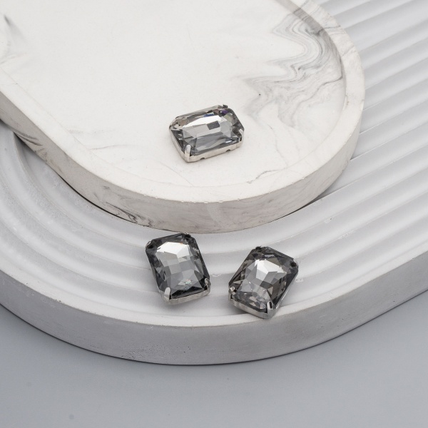 ПЦ015НН1318 Хрустальные стразы в цапах прямоугольные (серебро) серый 13*18 мм, 3 шт/упак Astra&Craft