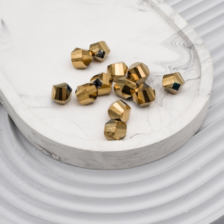 11335 Бусины стеклянные, гальваника, граненые, спираль, 10мм, 12шт/упак (3-золото)