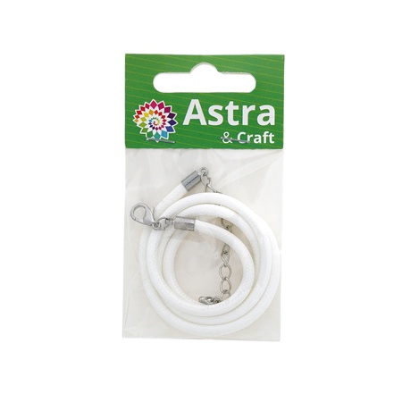 4AR345 Шнур с замком плетеный, 3мм, 43см (белый)